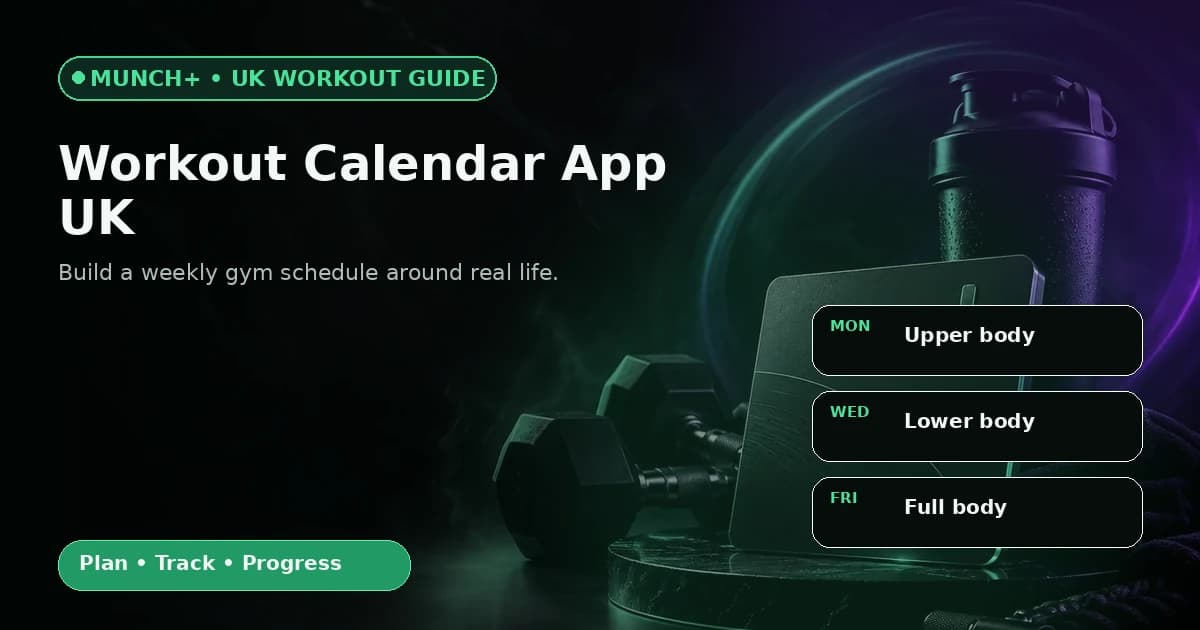 Workout calendar app UK showing a structured weekly training schedule in MUNCH