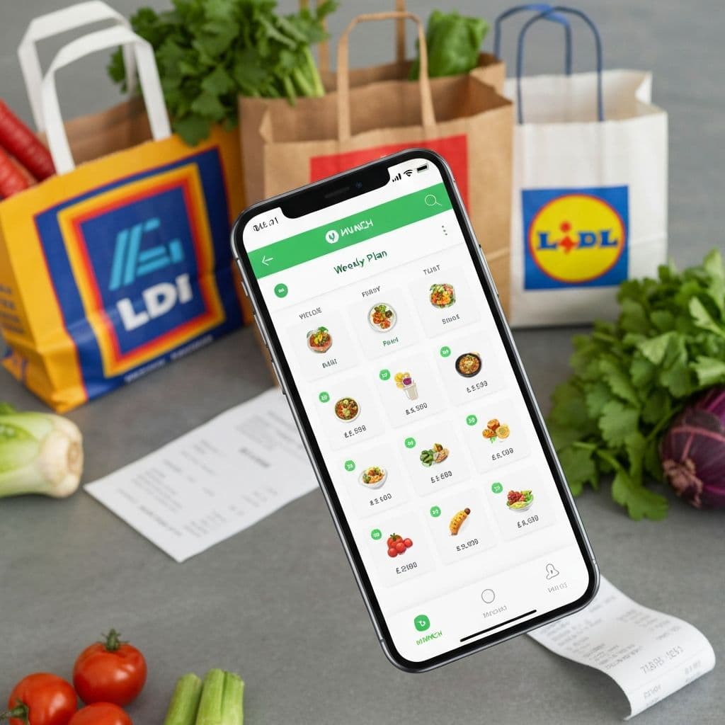 MUNCH Budget Meal Planning App UK - showing meal plans with UK supermarket prices