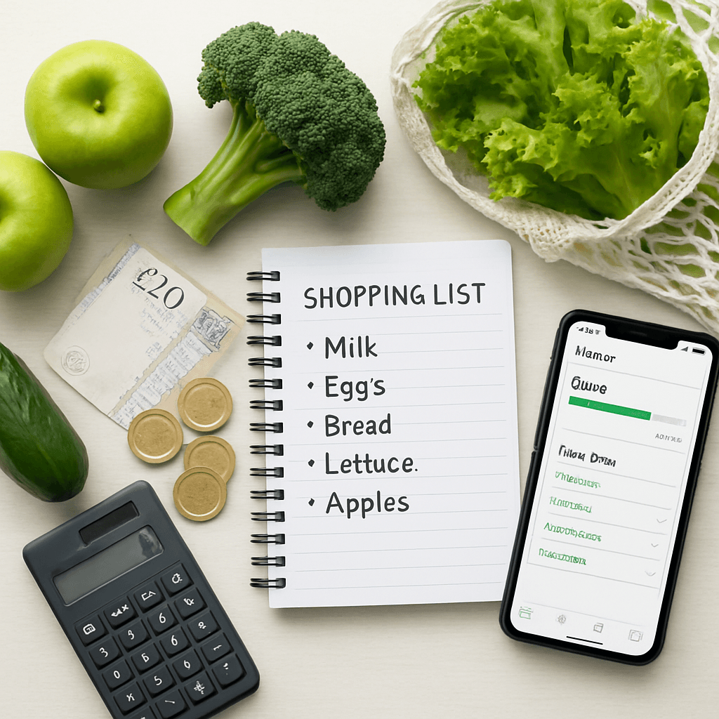 Weekly grocery budget UK 2026 with calculator and shopping list